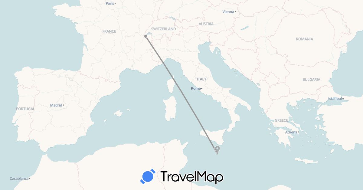 TravelMap itinerary: plane in Switzerland, Malta (Europe)